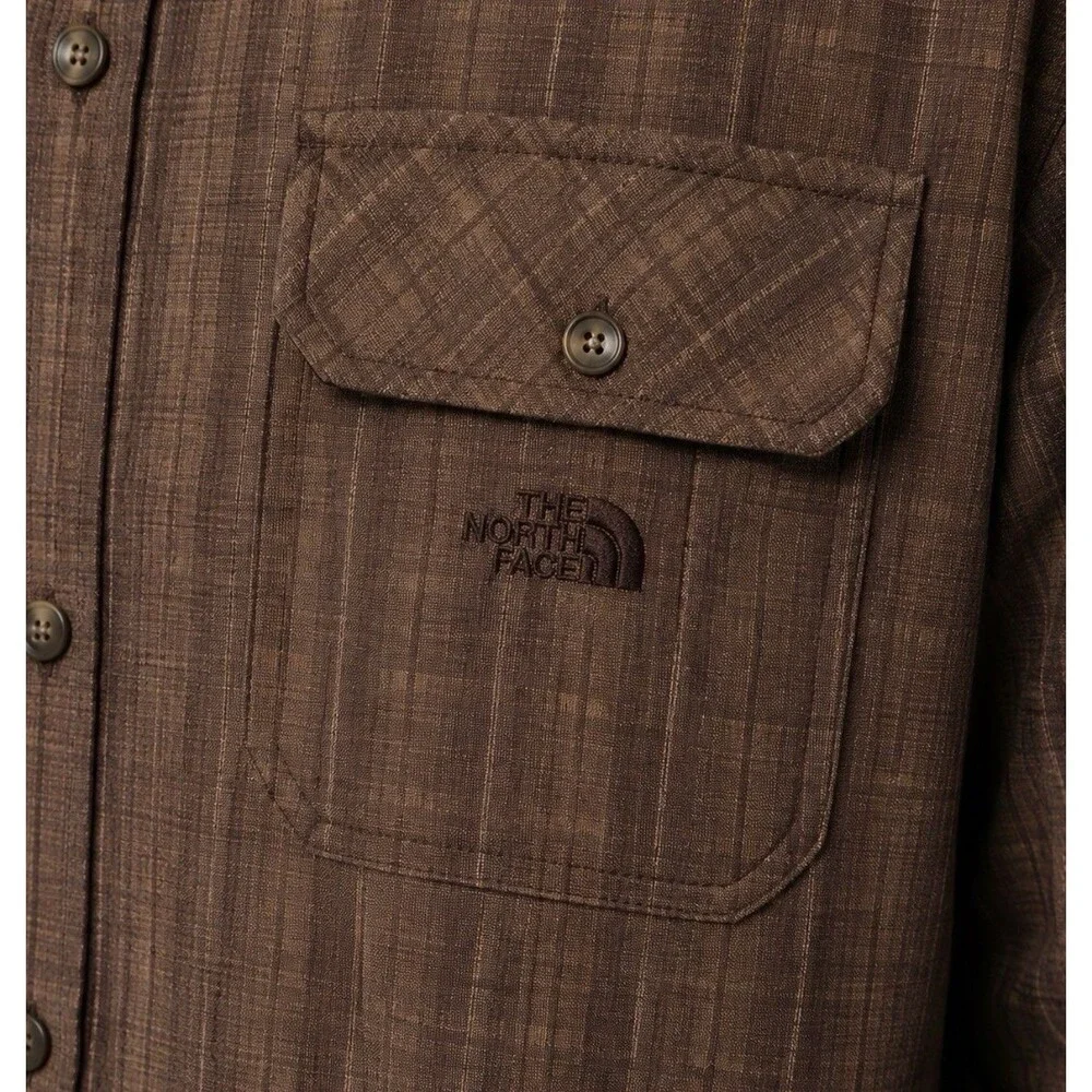 Vtg 1997 The North Face Men's Long Sleeve Button-up Shirt Outdoor Muted Brown M